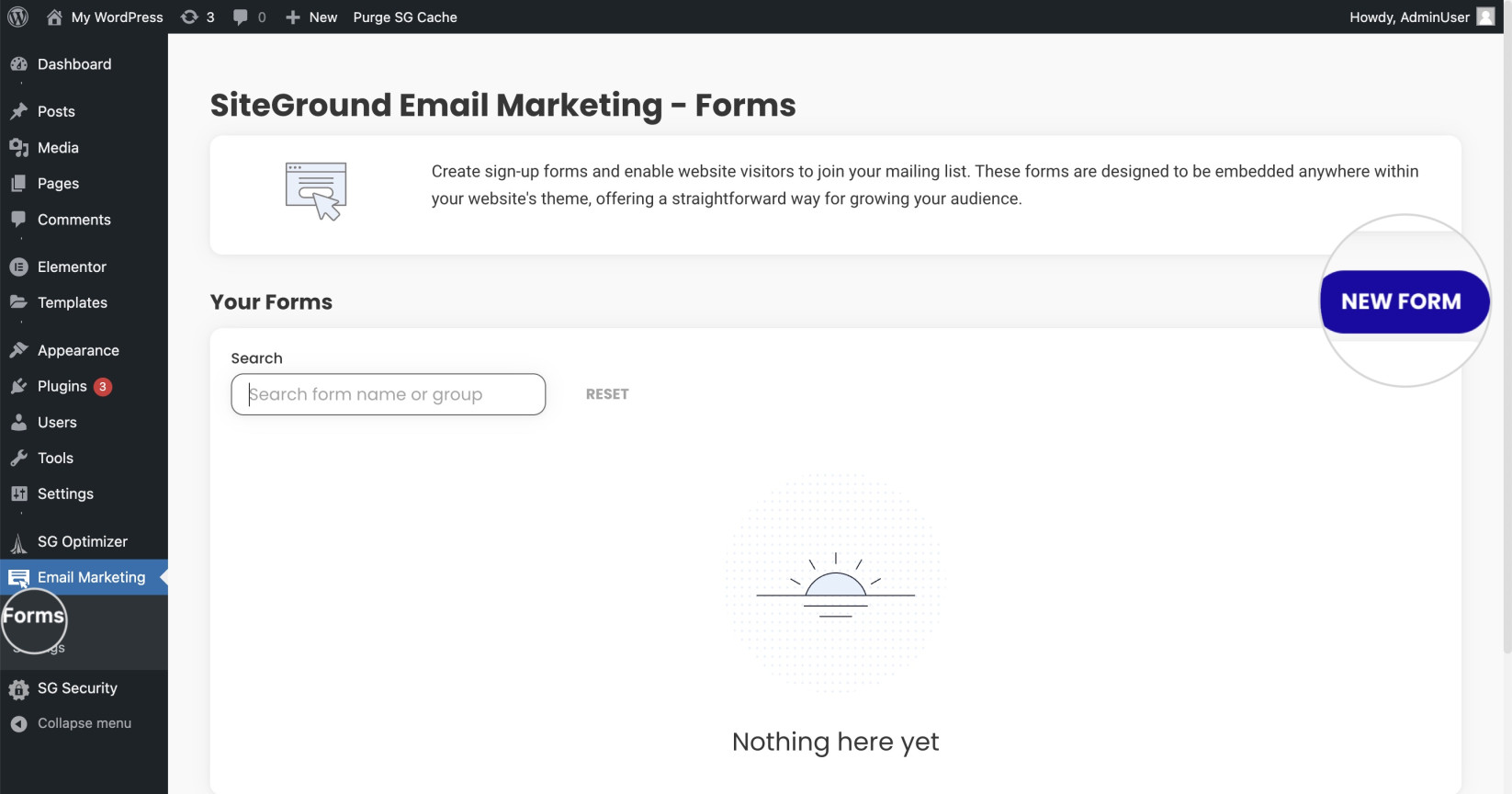 How to create a new sign-up form in the Email Marketing plugin