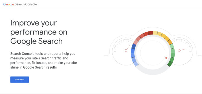 Screenshot of the initial page of the Google Search Console