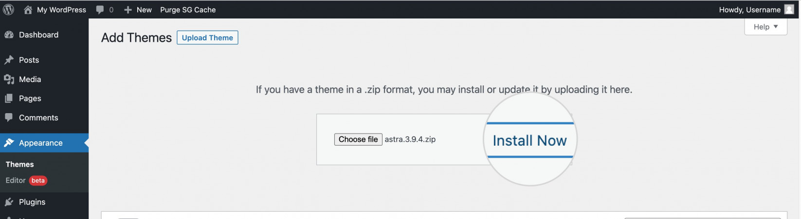 Install Theme from zip