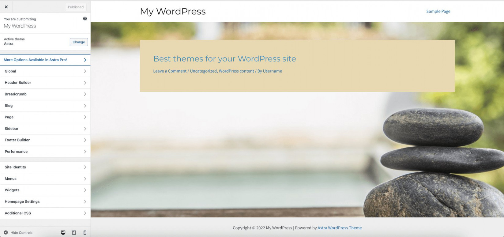 Screenshot showing Editing WordPress Themes with the Theme Customizer