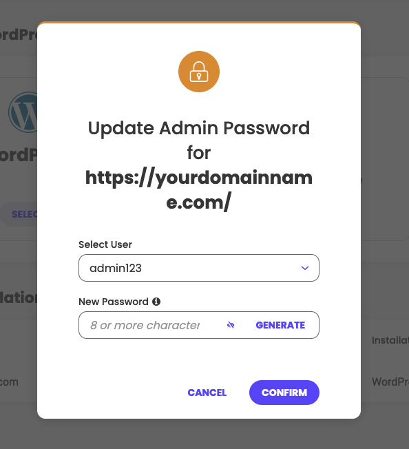 Update Admin Password from Site Tools