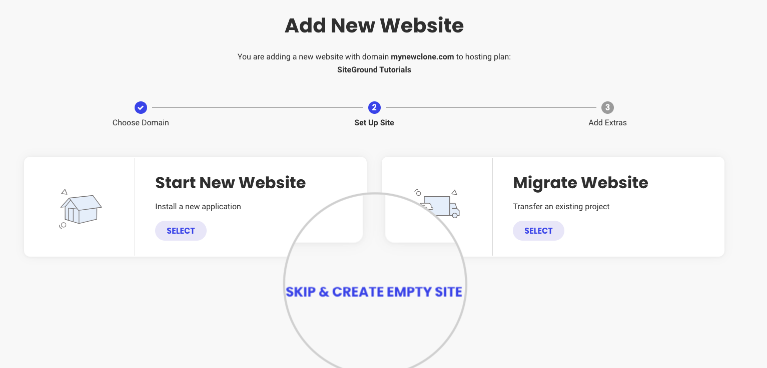 Create the website clone's Site Tools