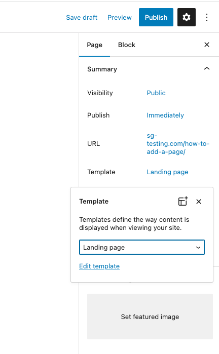 screenshot showing How to create templates in WordPress