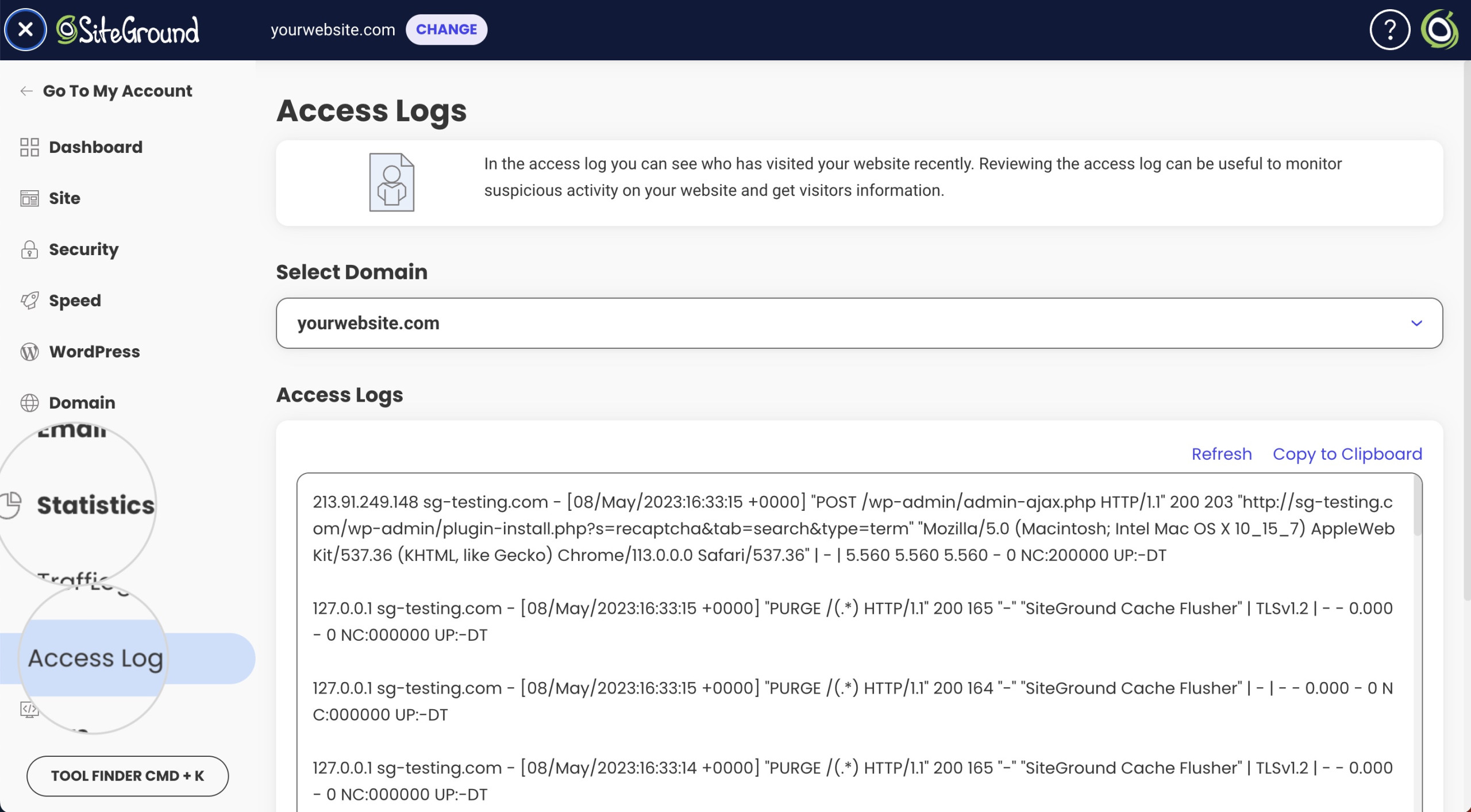 Check the Access Logs to identify offending IP addresses