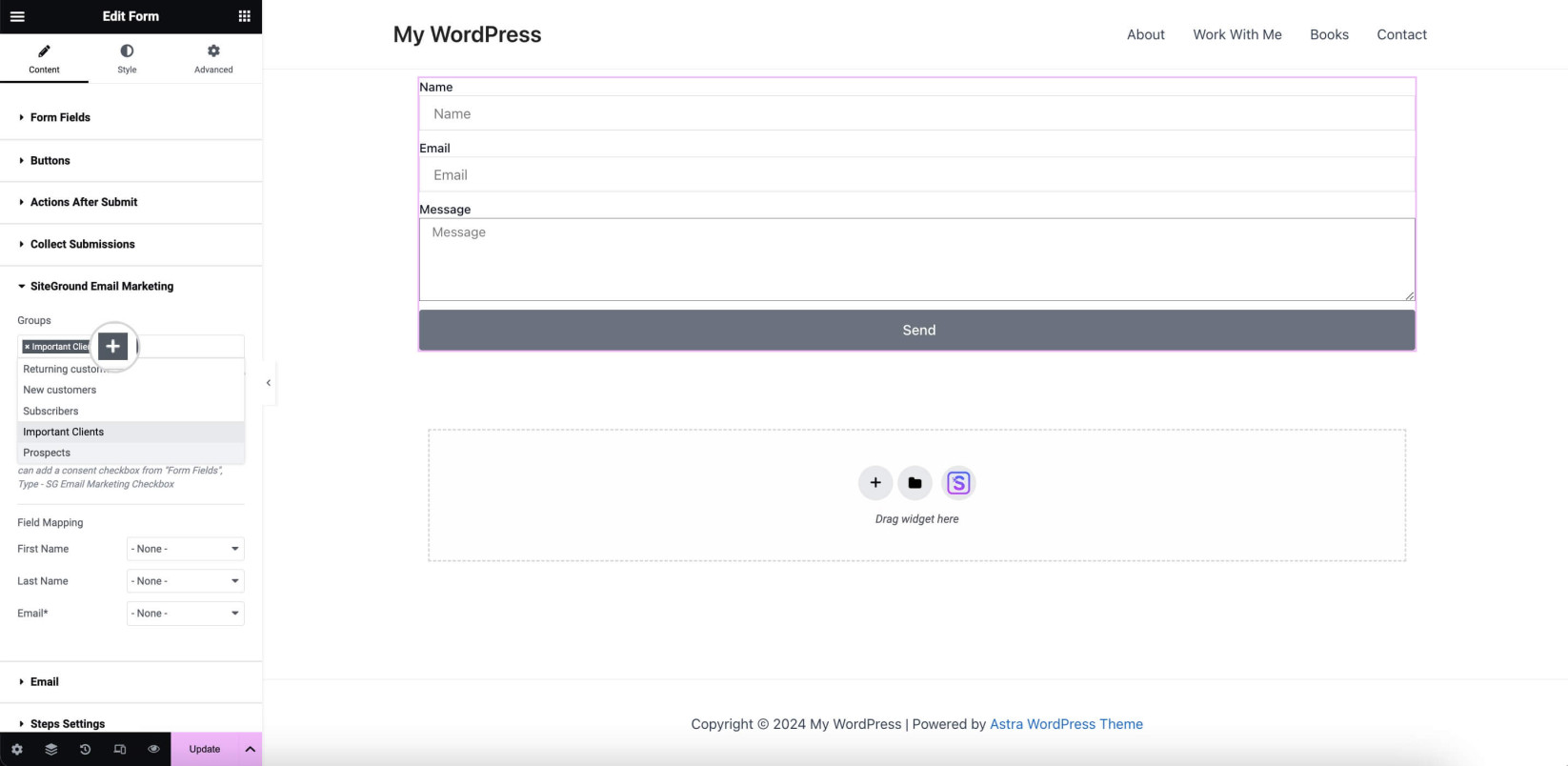 Screenshots showing how to specify Groups for listing your subscribers in SG Email Marketing