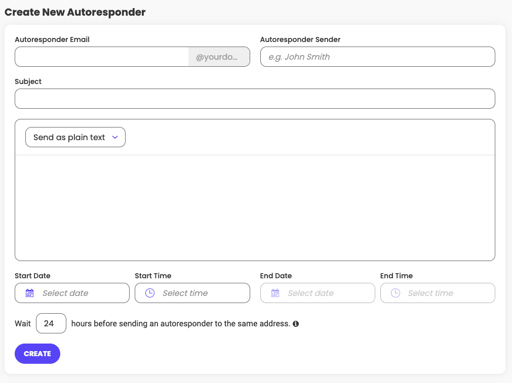 Create New Autoresponder in Site Tools