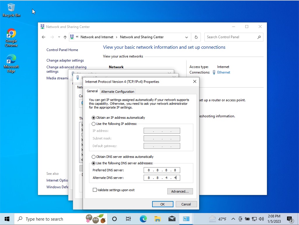 Change the DNS servers on Windows to fix "DNS Server Not Responding"