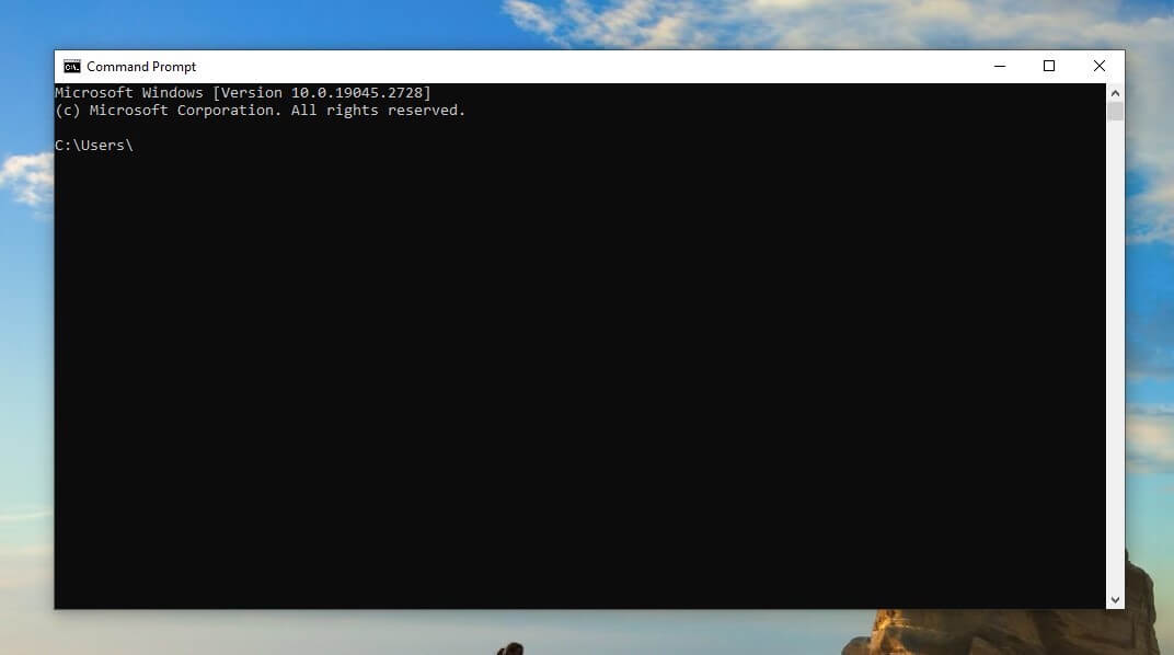 Command Prompt screen on Windows 