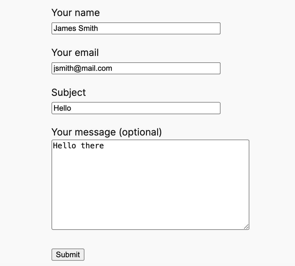 Default fields in Contact Form 7 