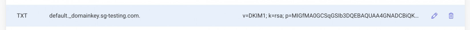 DKIM TXT record in the DNS Zone Editor