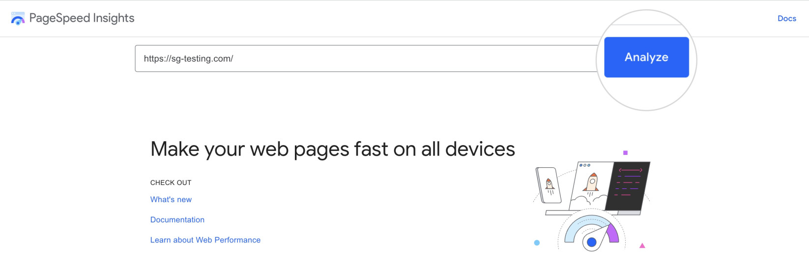 How to start analyzing a website with Google PageSpeed Insights