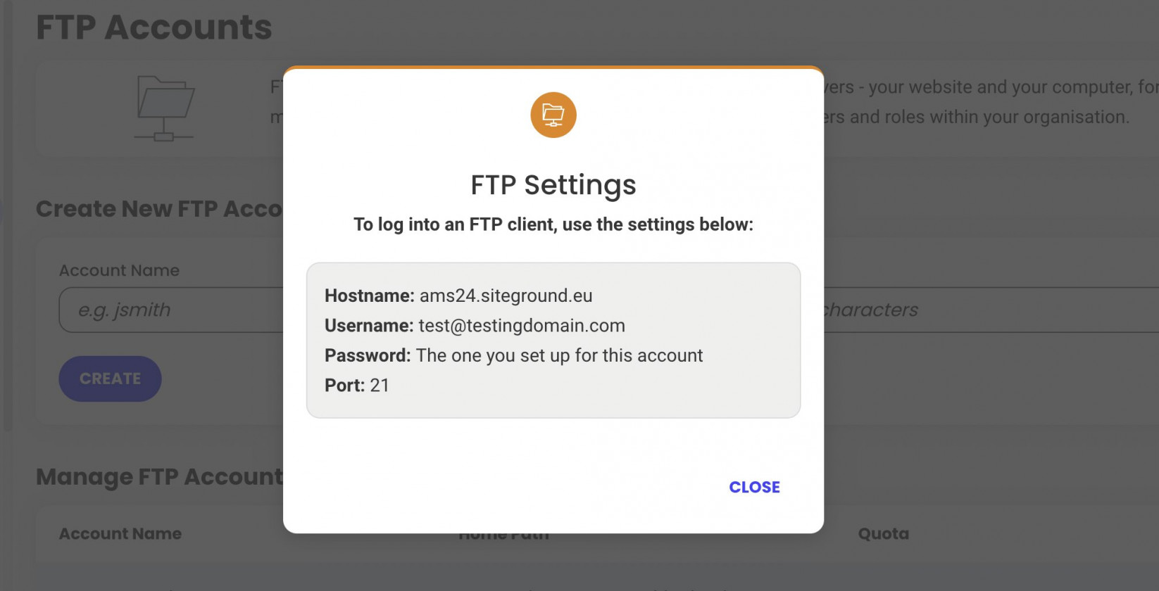 FTP Credentials