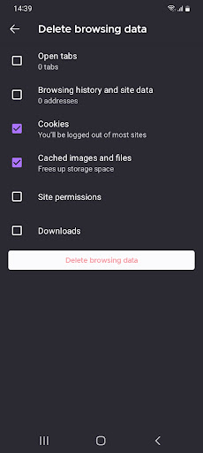 How to clear cache on Firefox in Android - Options for deleting browsing data