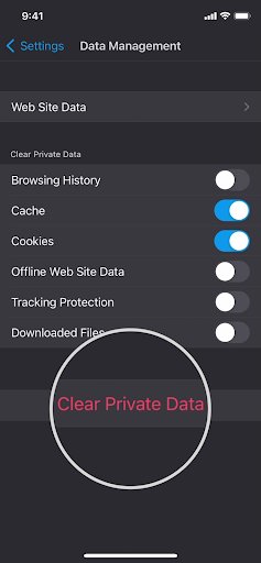 How to clear Firefox cache on iPhone - Clear data options