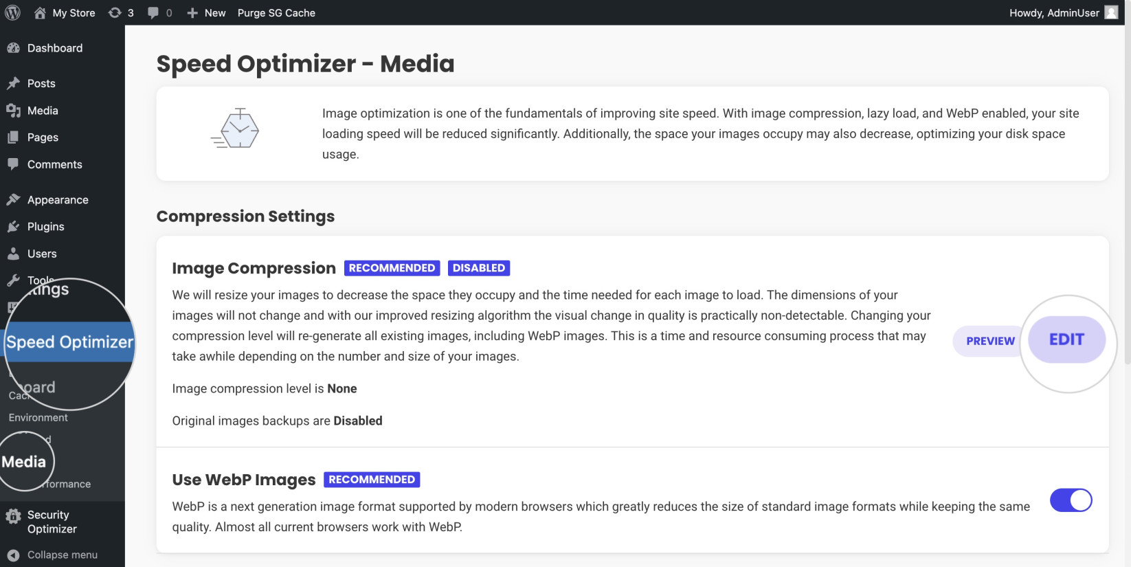 Compress your images with the Speed Optimizer plugin