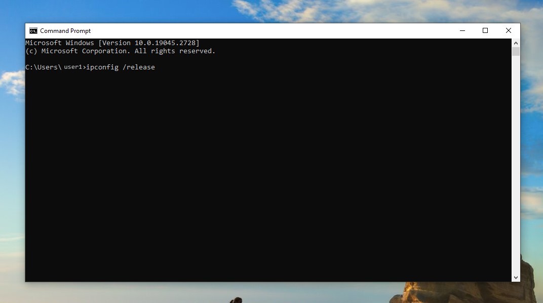 The command to release your IP on Windows