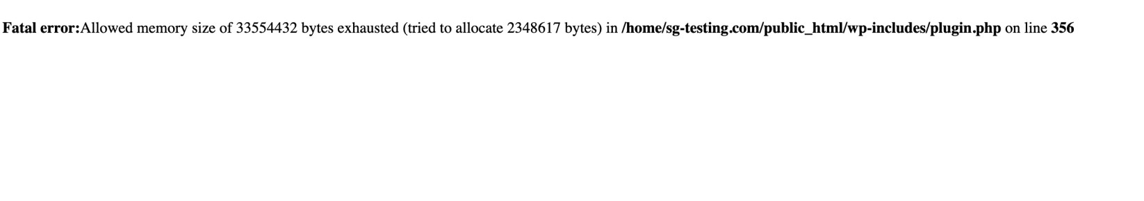 Allowed memory limit exceeded on a WordPress website after activating a plugin