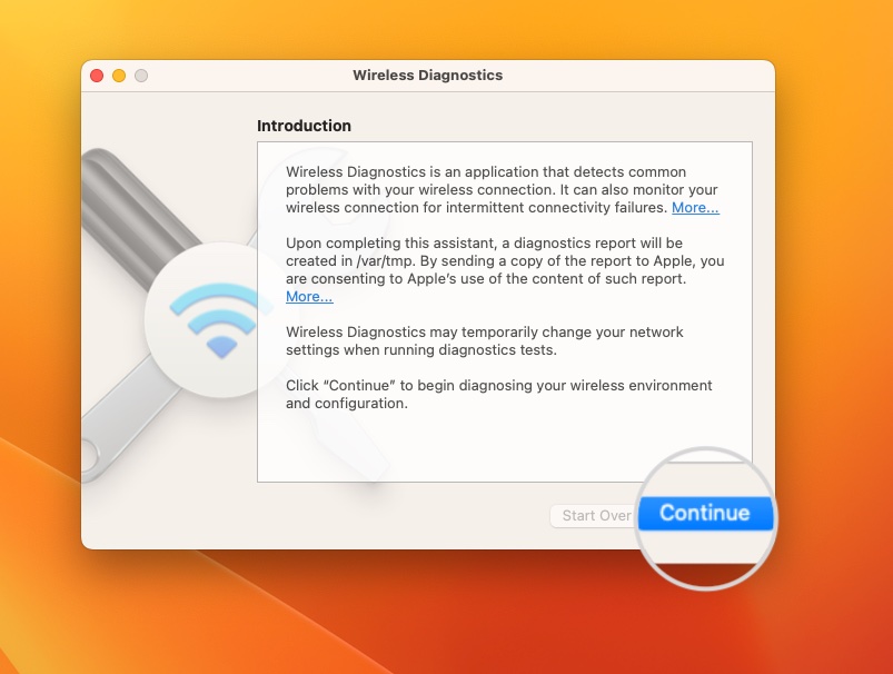 Network Diagnostics Wizard on Mac