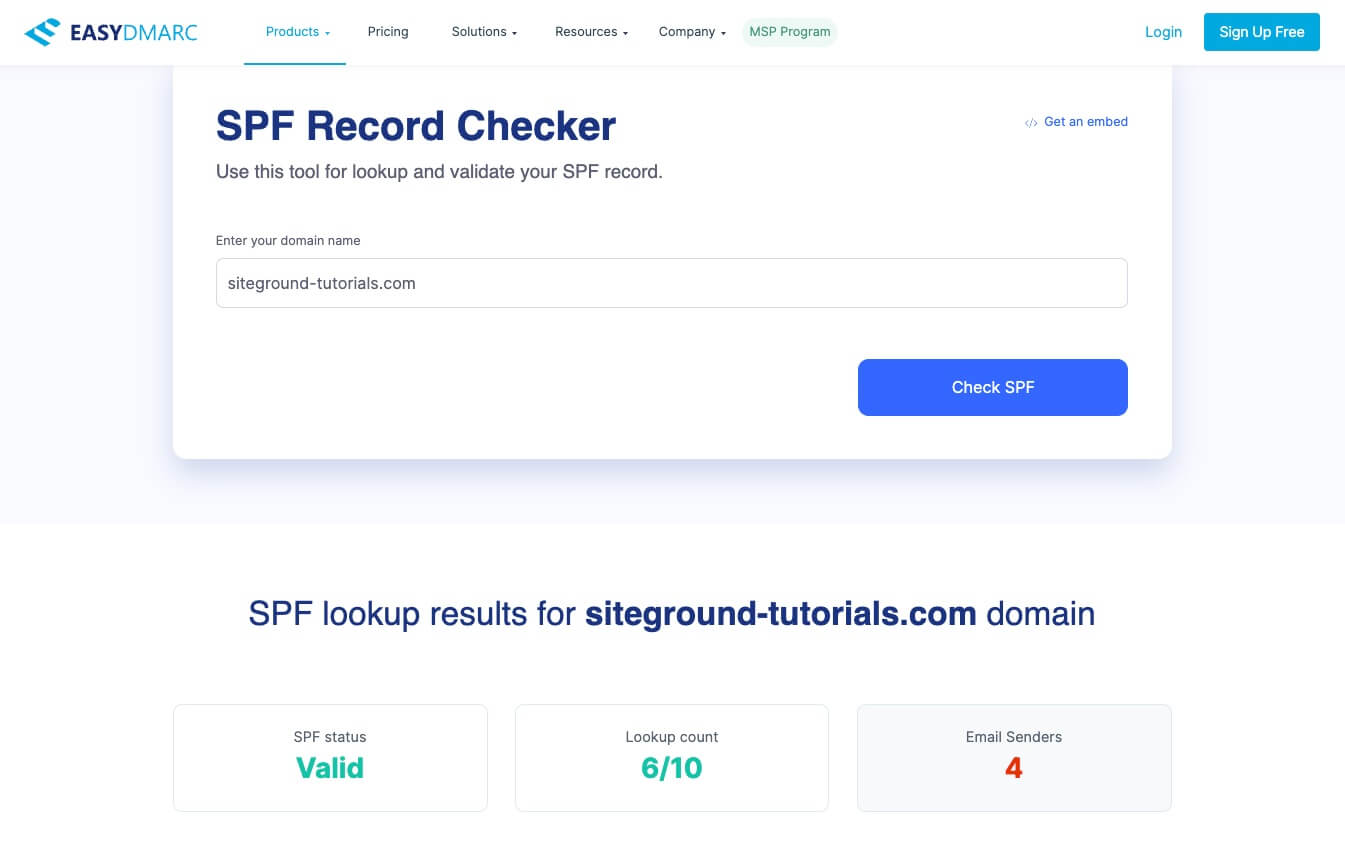 Online SPF checker tool 