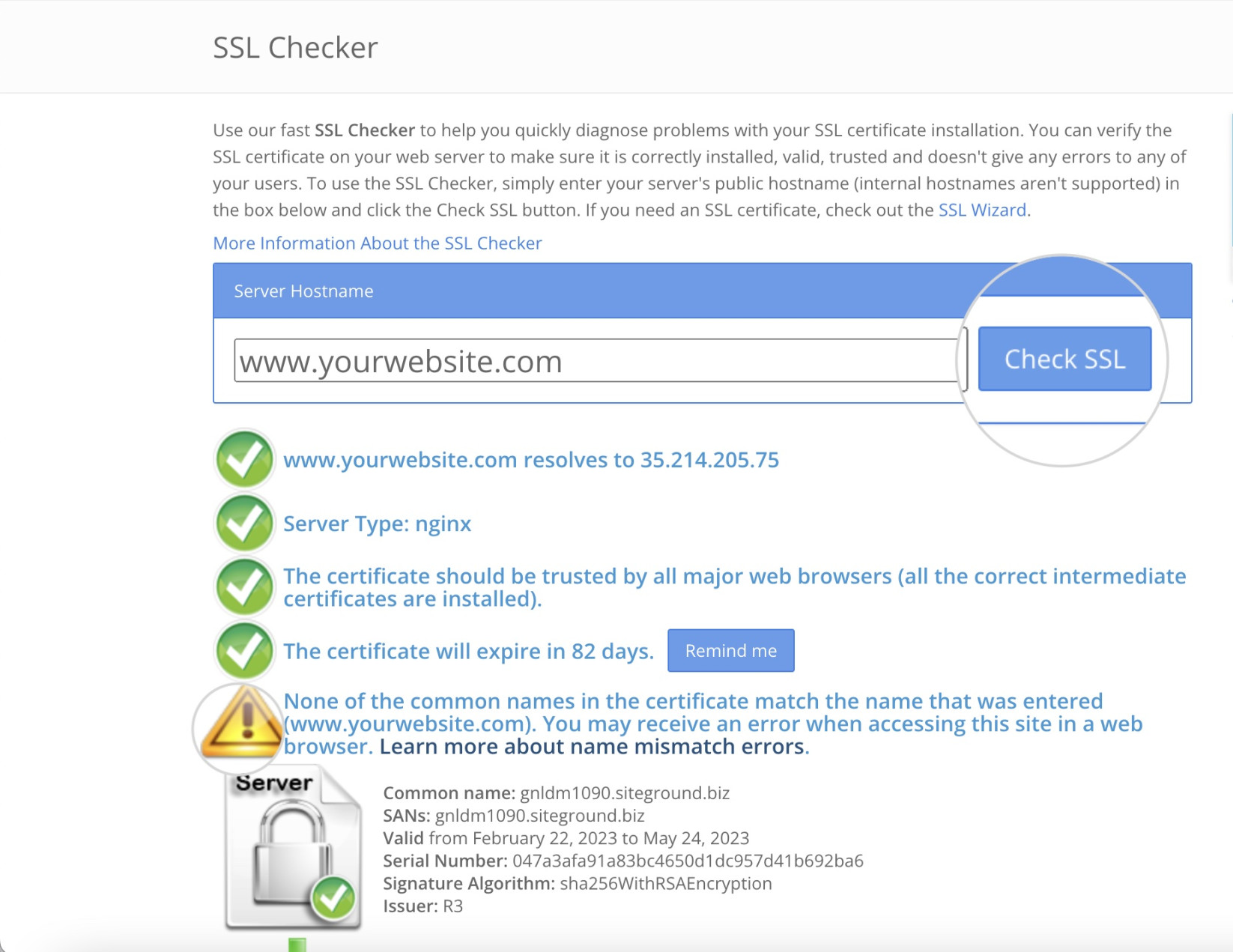 How to check an SSL certificate with an online checker