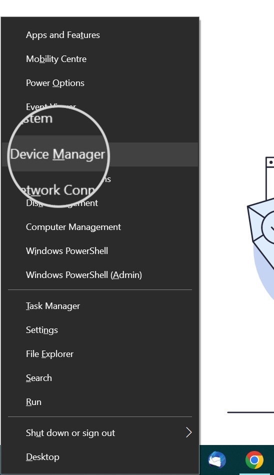 Open Device Manager in Windows to update network drivers