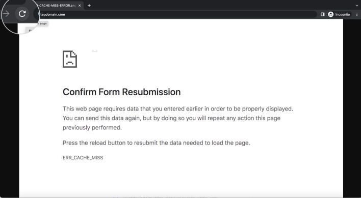 Screenshot showing the Reload page button in Chrome browser