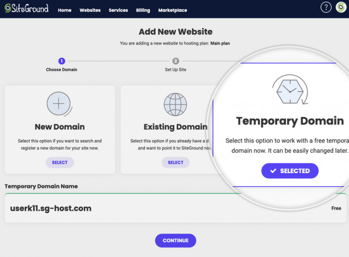 Temporary domain