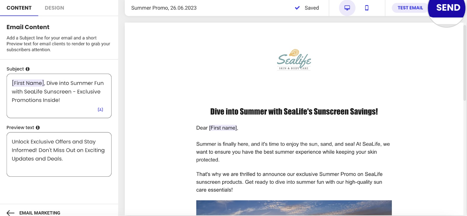 Screenshot of How to send a campaign in SiteGround Email Marketing