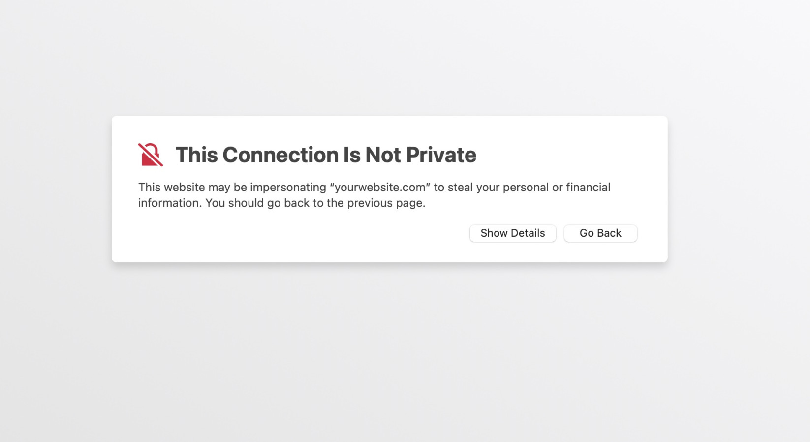 “This Connection Is Not Private” message on Safari