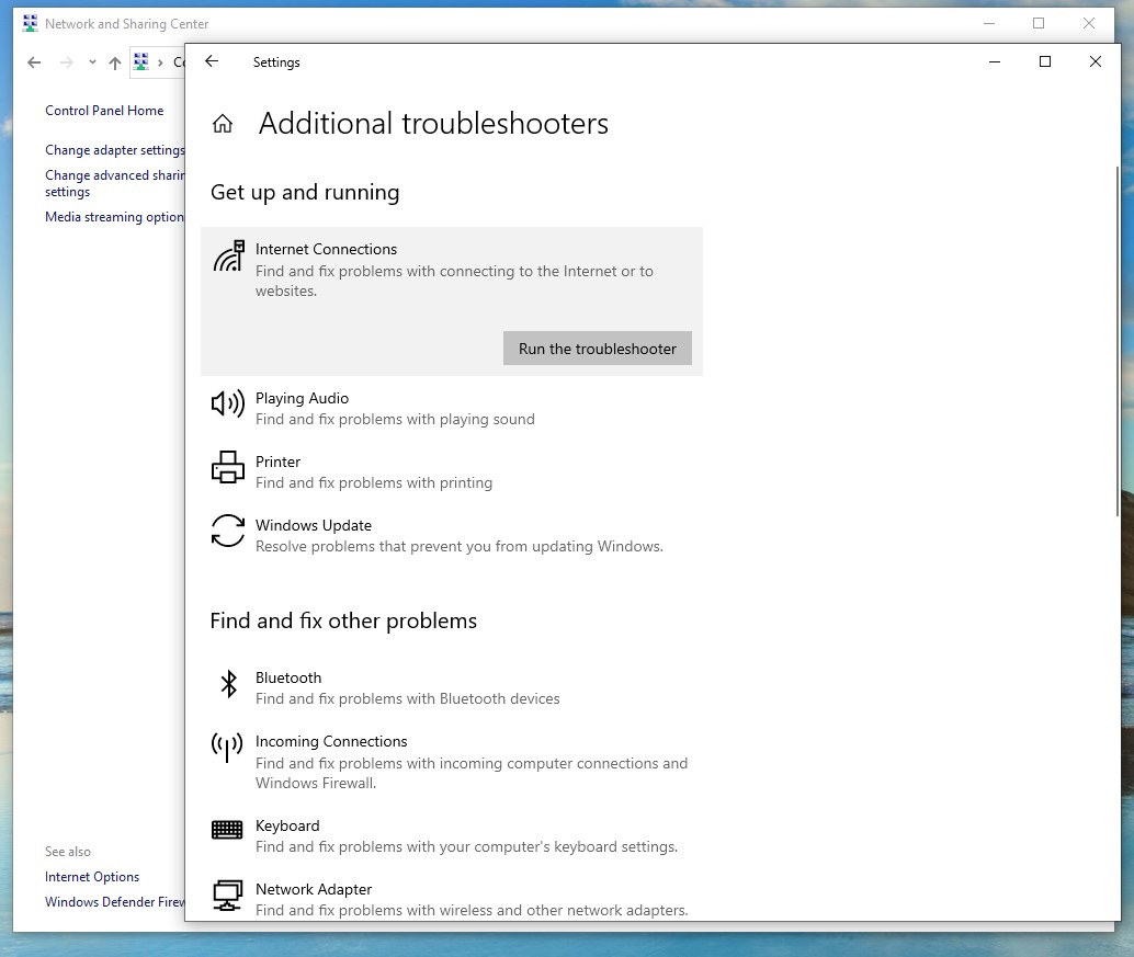 Run the network troubleshooter on Windows