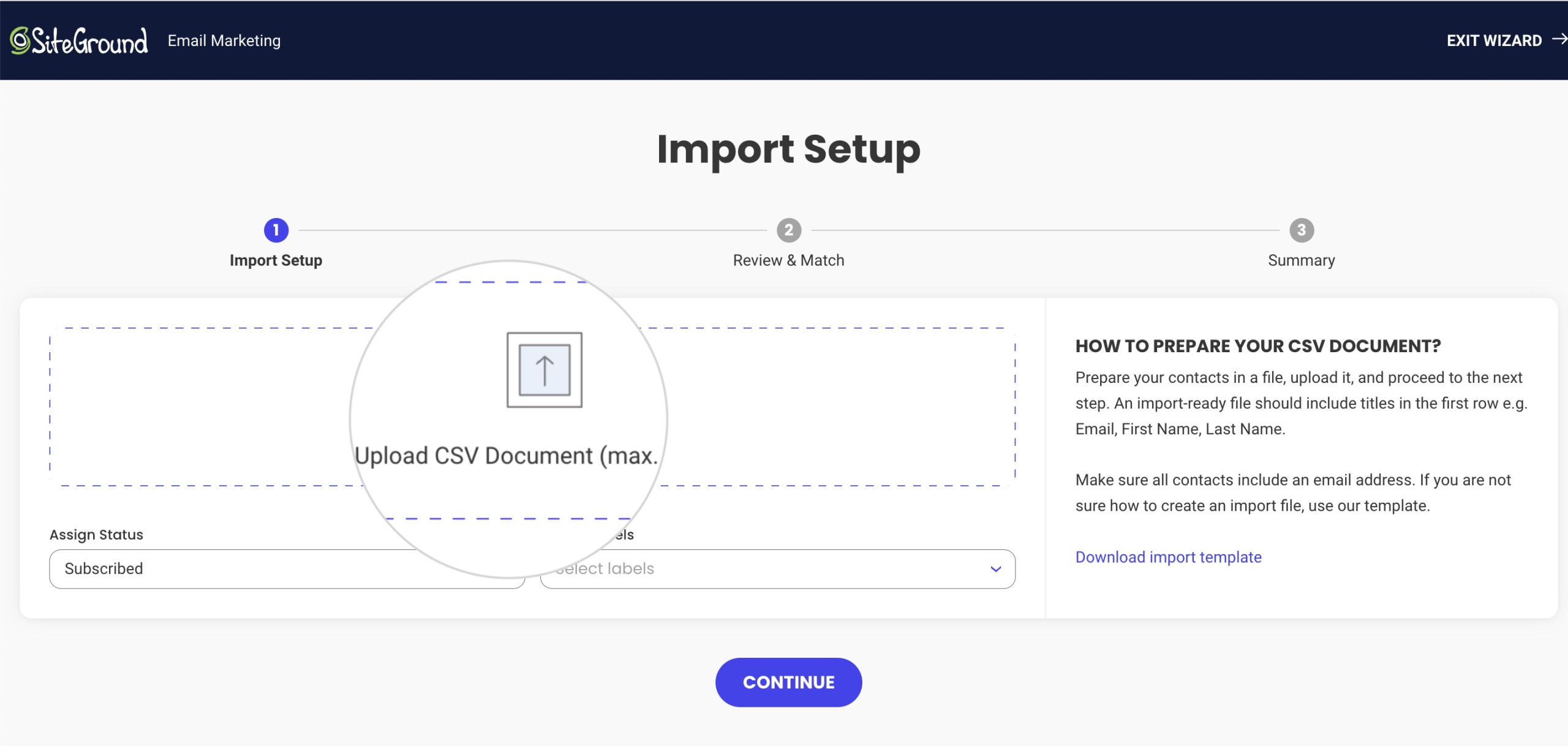 How to upload a CSV file into Contacts in Email Marketing