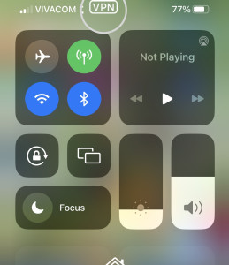 Screenshot showing that there is an active VPN service on iPhone