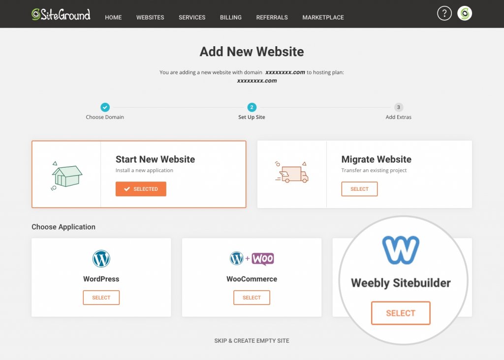 how to create and ecommerce site - Weebly sitebuilder in SiteGround