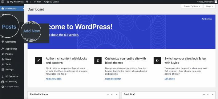 Add a new post in WordPress