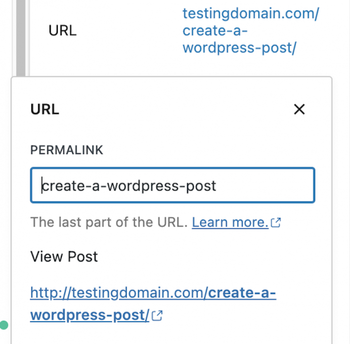 Change post permalink/ URL slug