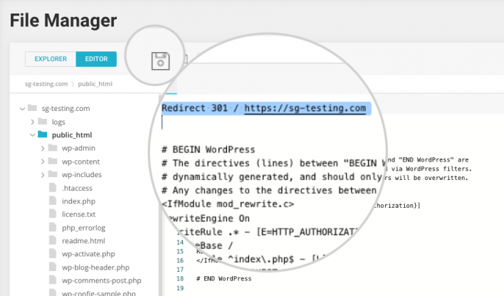 Check the .htaccess file of the website - Redirects in .htaccess