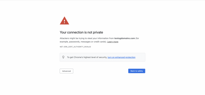 Chrome: Your connection is not private error