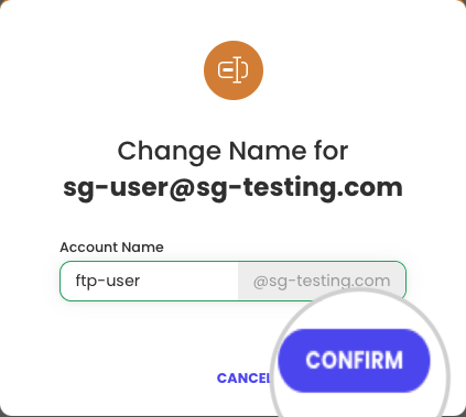 Confirm changing name of an FTP account