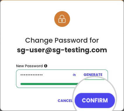 Confirm the new password for an FTP account