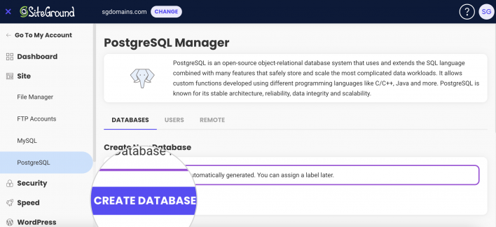 Create a PostgreSQL database