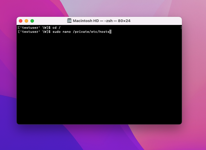Edit hosts file with Nano on Mac
