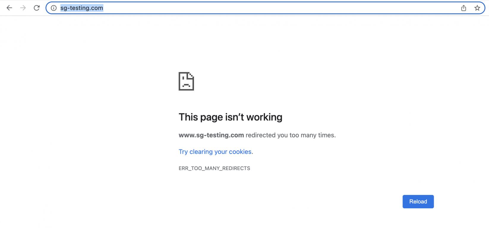 Error "ERR_TOO_MANY_REDIRECTS" on Chrome