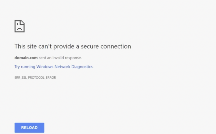 This site can't provide a secure connection