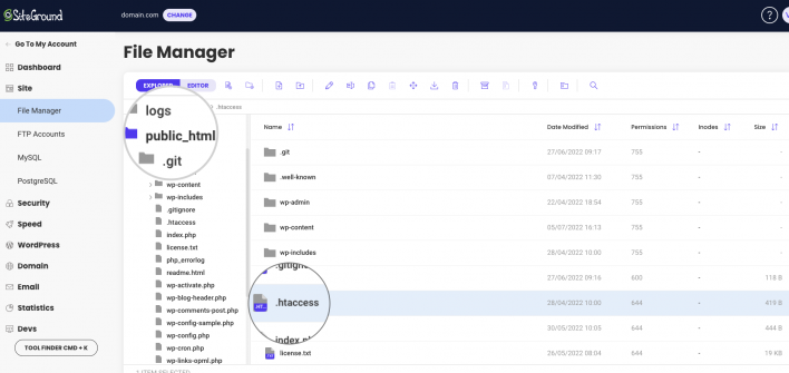 Find .htaccess in File Manager