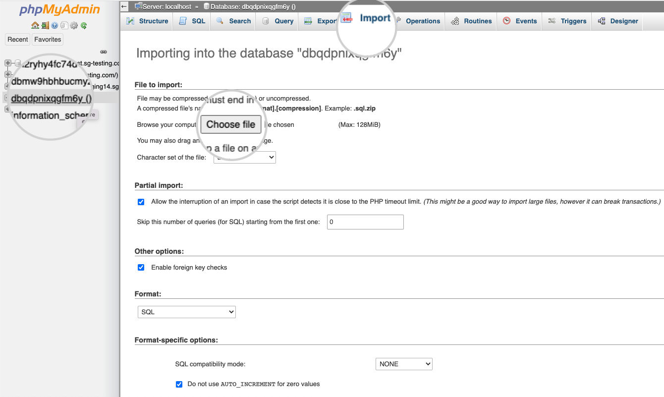 How to clone a WordPress site manually. Import the SQL file from phpMyAdmin