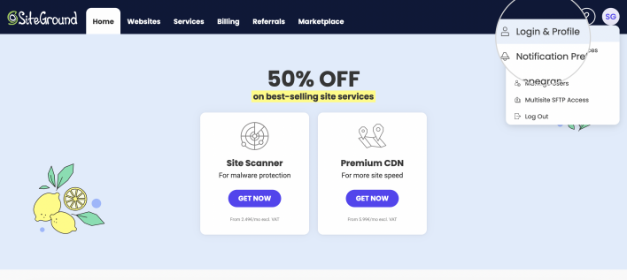 Login & Profile SiteGround