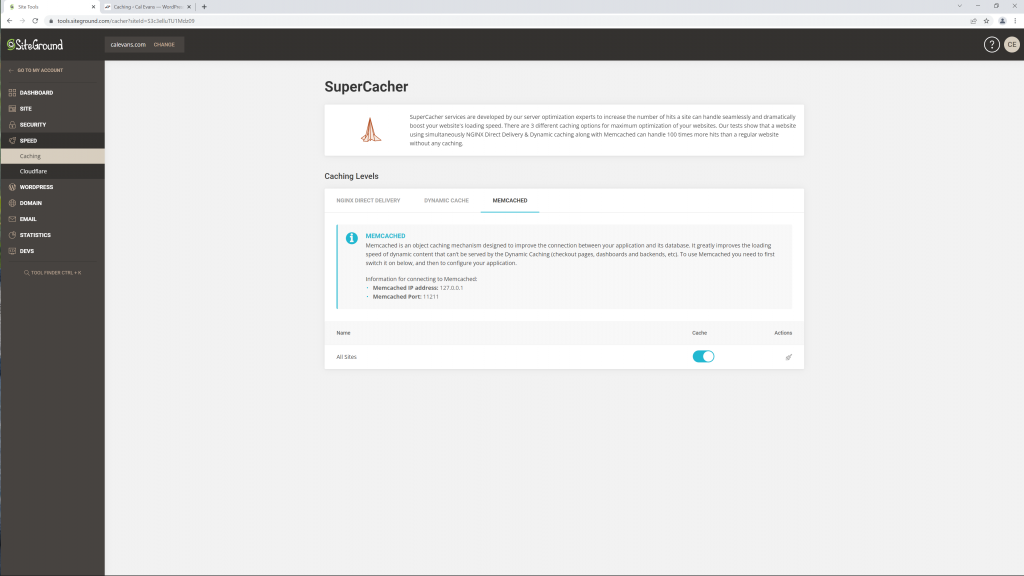 Memcached activation on SiteGround to eliminate render-blocking resources