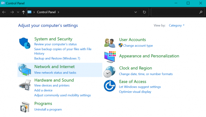 Network and Internet Windows