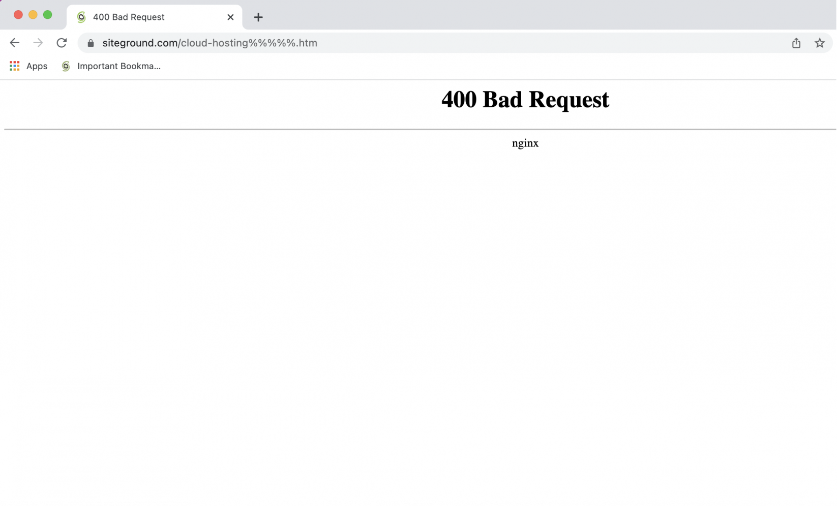 "Nginx 400 Bad Request" page