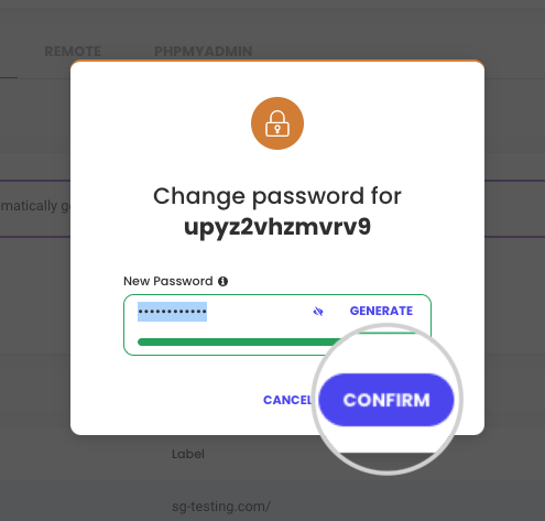 Paste the user password